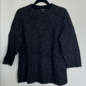 J. Crew Grey Alpaca 3/4 Sleeve Crewneck Sweater
